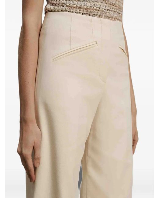 Veronica Beard White Cassidee High-Waisted Wide-Leg Trousers