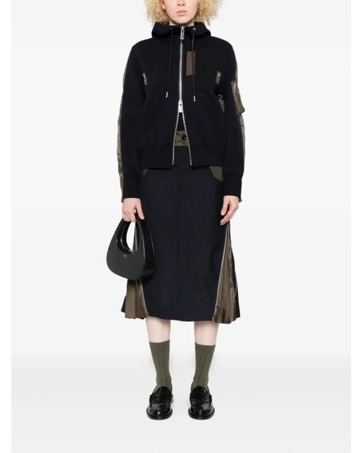 Sacai Black Panelled Hooded Jacket