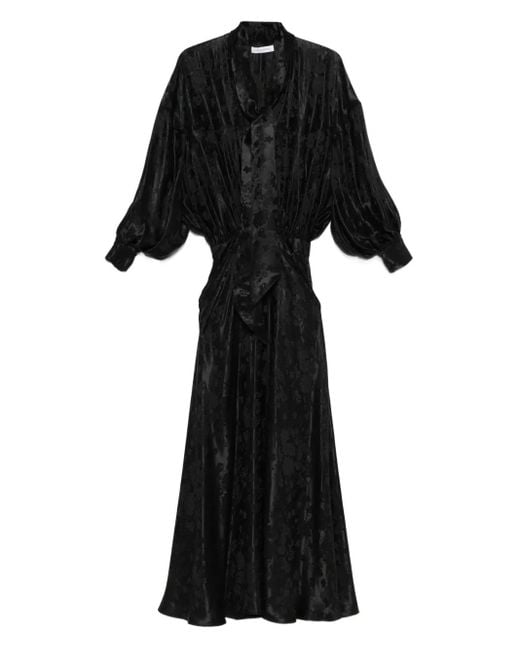 Viktor & Rolf Black Bow-Detail Patterned Maxi Dress
