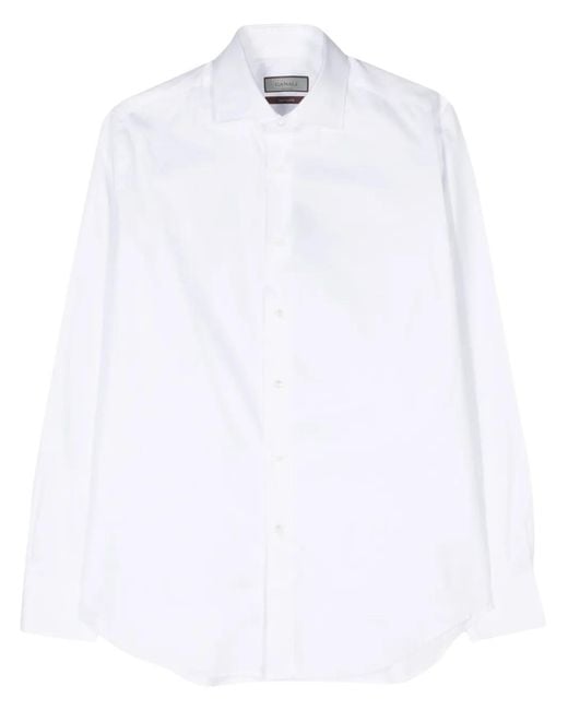 Canali White Classic-Collar Cotton Shirt for men