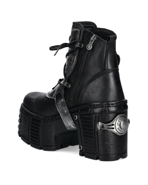 New Rock Black 120Mm Buckle Platform Boots