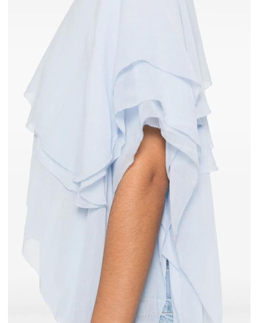 Maje White Tiered Blouse