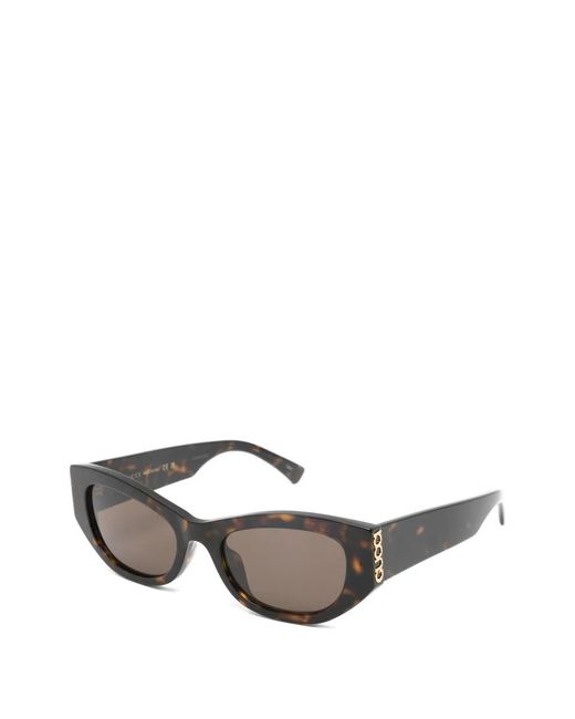 Gucci Gray Tortoise Oval-Frame Sunglasses