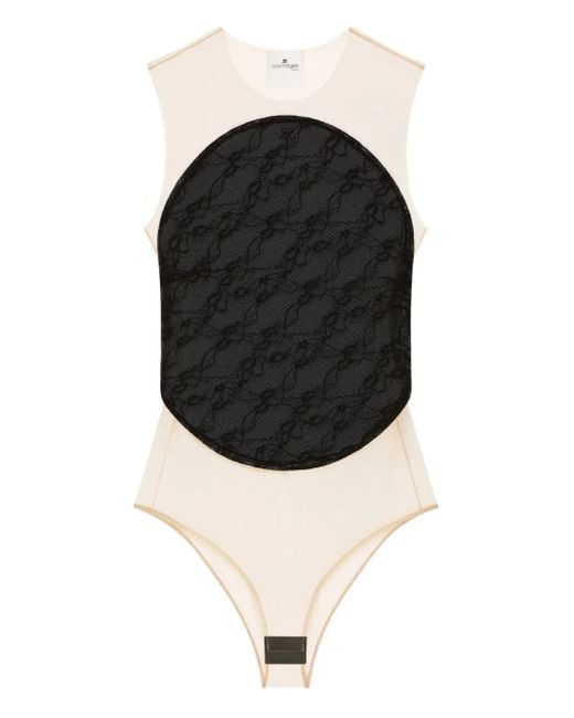 Courreges Black Mesh-Panel Bodysuit