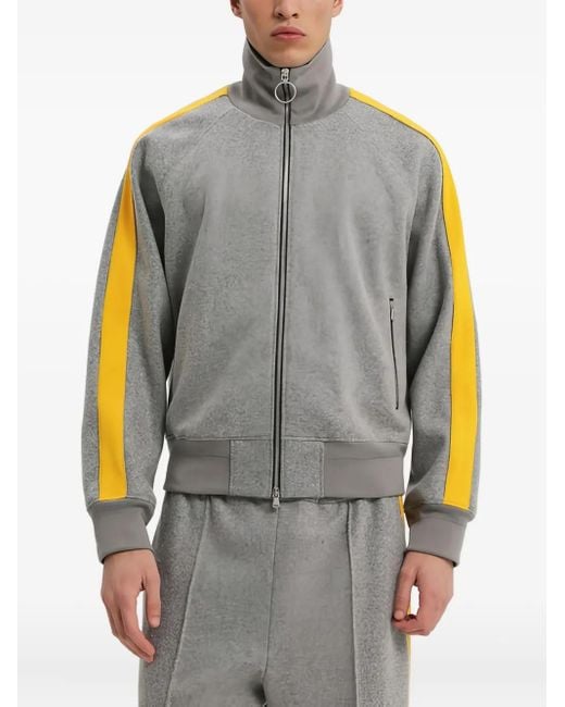 1989 STUDIO Gray Stripe-Detail Zip-Up Jacket for men