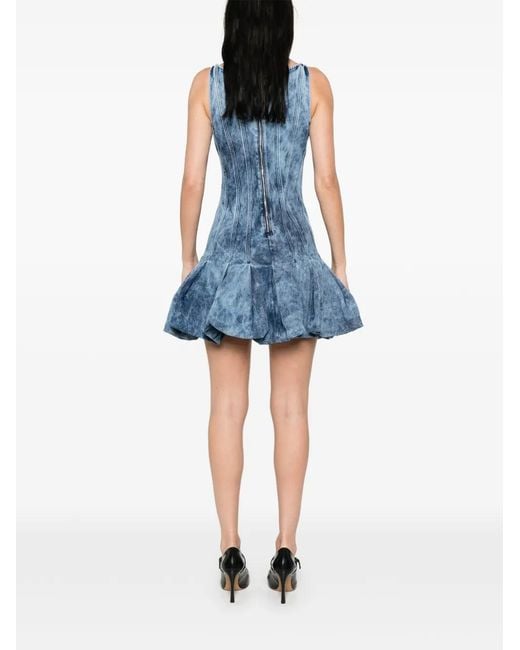 Marques'Almeida Blue Acid Wash Pleated Dress