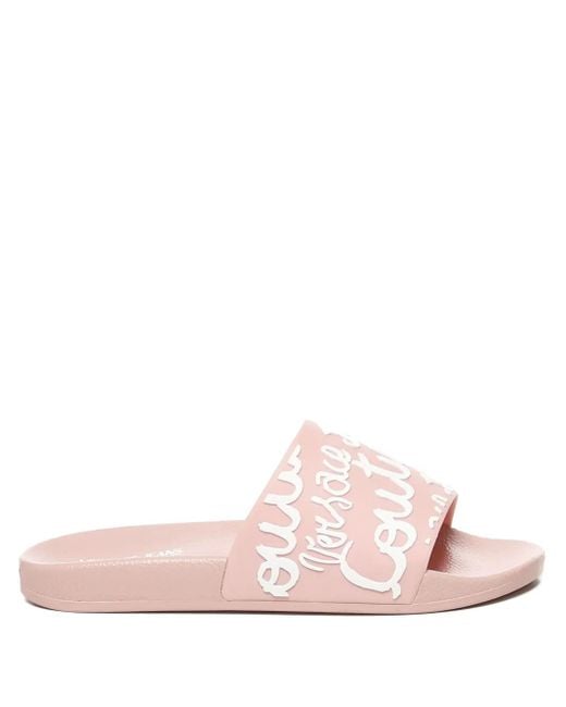 Versace Jeans Couture Pink Logo-Detail Slip-On Slides