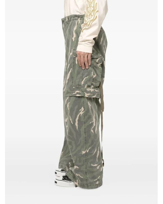 KAMIYA Gray Camouflage Cargo Wide-Leg Trousers for men