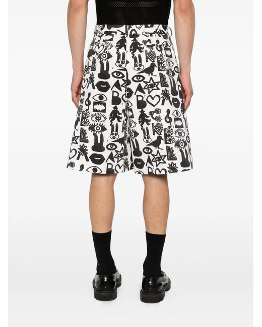 COMME DES GARÇON BLACK White Patterned Shorts