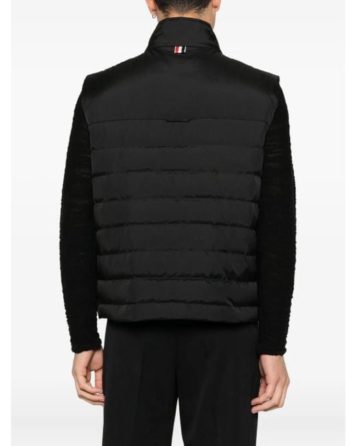 Thom Browne Black Ripstop Down-Filled 4-Bar Gilet for men