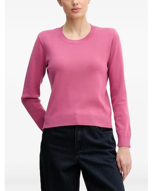 Benetton Pink Ribbed-Trims Sweater