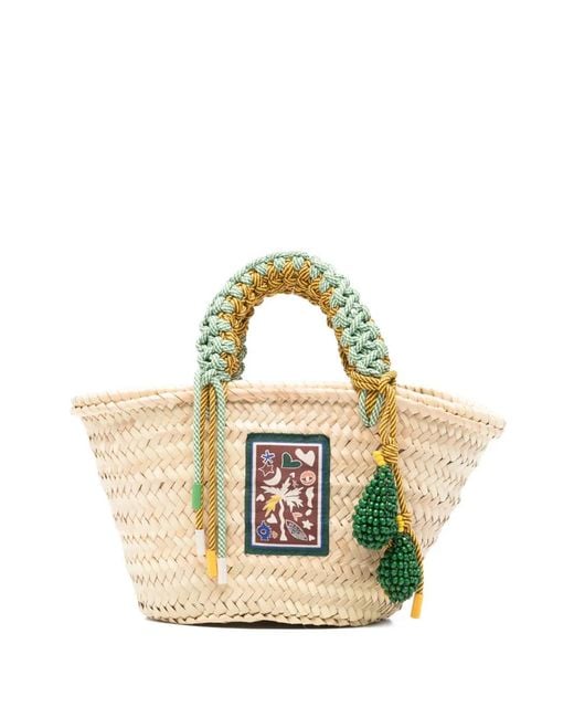 ALÉMAIS Metallic Mini Handle-Beaded Tote Bag