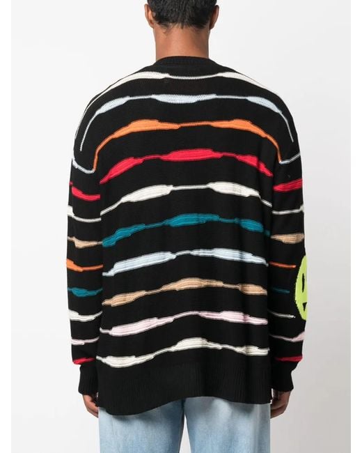 Barrow Black Striped V-Neck Cardigan