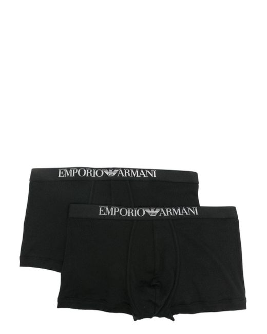 Emporio Armani Black Logo-waistband Briefs (pack Of Two) for men