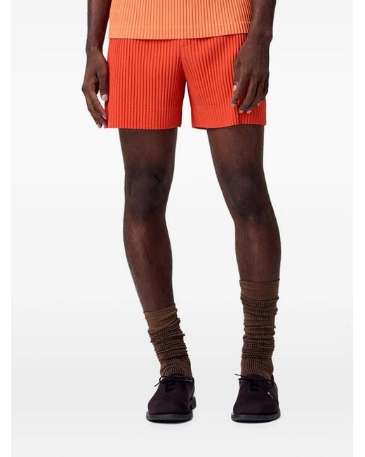Homme Plissé Issey Miyake Red Colorful Pleats Pleated Elasticated Bermuda Shorts for men