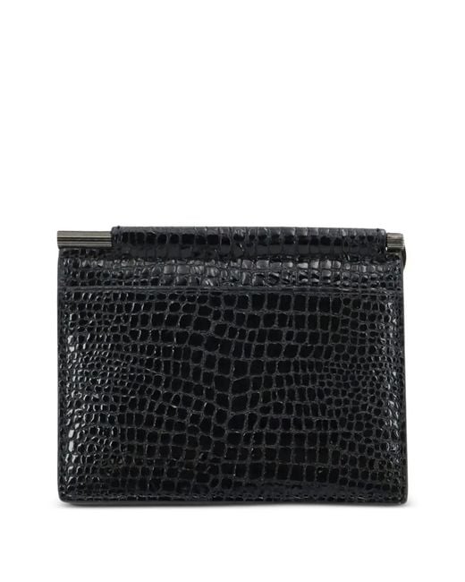 Tom Ford Black Crocodile-Effect Tf Monogram Card Holder for men