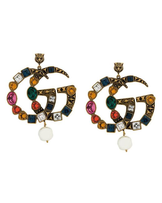 Gucci Multicolor Double G Drop Earrings