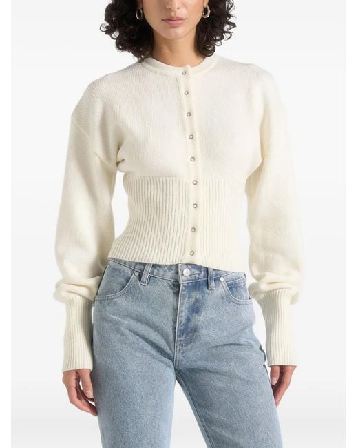 Manière De Voir White Mayla Cardigan Tricoté Cinch-Waist