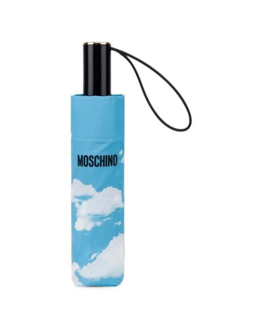 Moschino Blue Cloud-Print Telescopic Umbrella