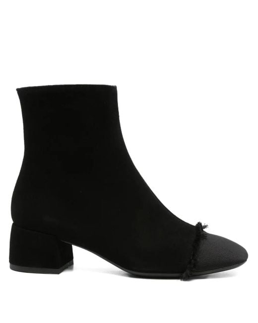 Roberto Festa Black 40Mm Frayed-Detail Block-Heel Ankle Boots