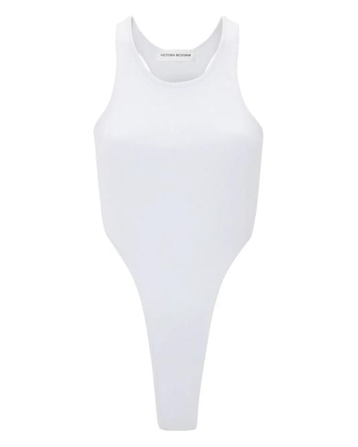 Victoria Beckham White High-Leg Bodysuit
