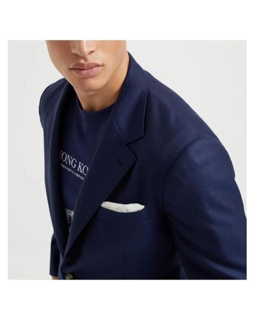 Brunello Cucinelli Blazer Met Enkele Rij Knopen in het Blue voor heren