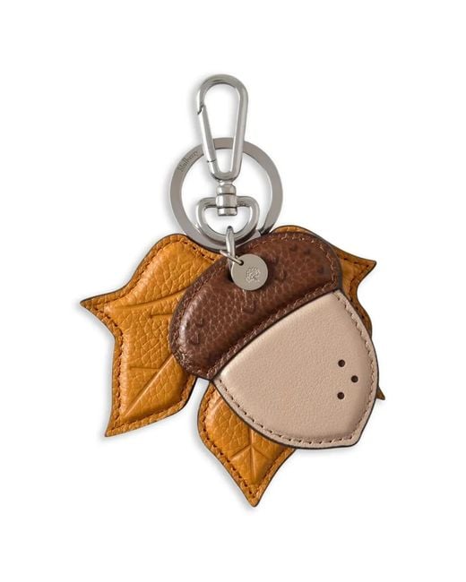 Mulberry Brown British Park Leaf Acorn Keyring