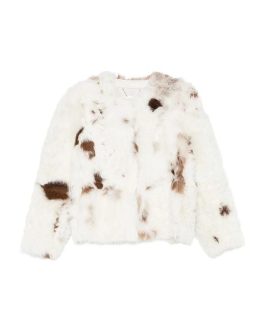 Zimmermann White Hypnotic Spot Shearling Jacket