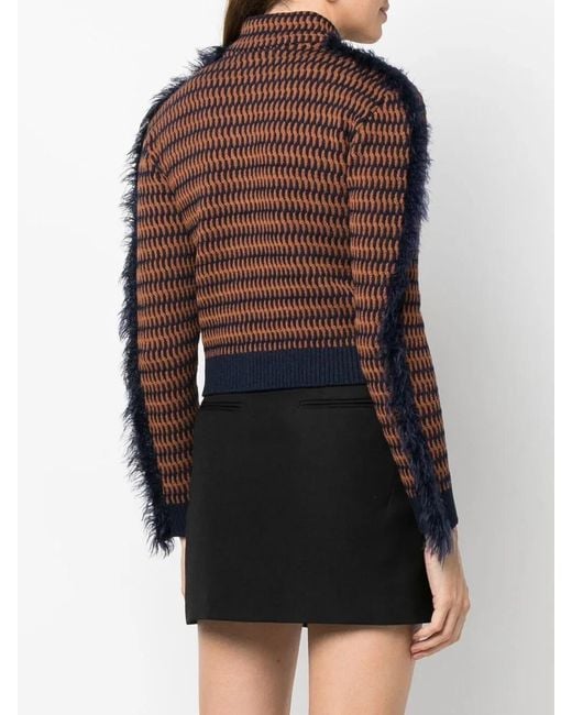 DURAZZI MILANO Brown Cropped Patterned-Jacquard Jacket
