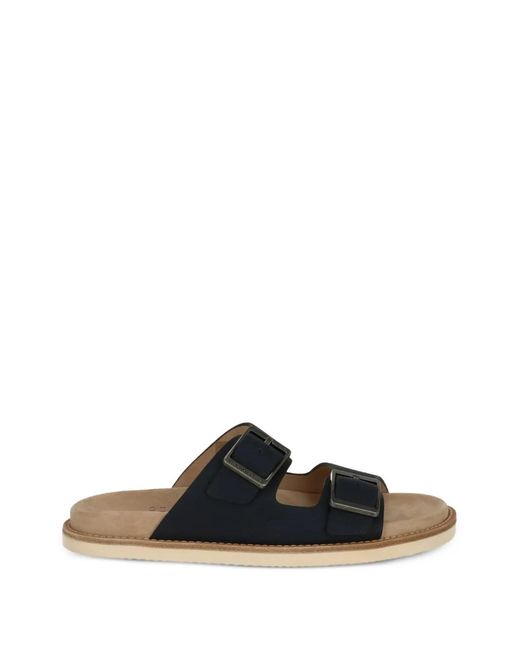 Brunello Cucinelli Black Buckle Strap Sandals for men