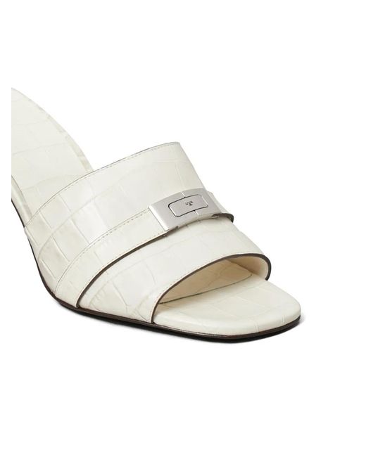 Tory Burch White Leelee Heeled Mules