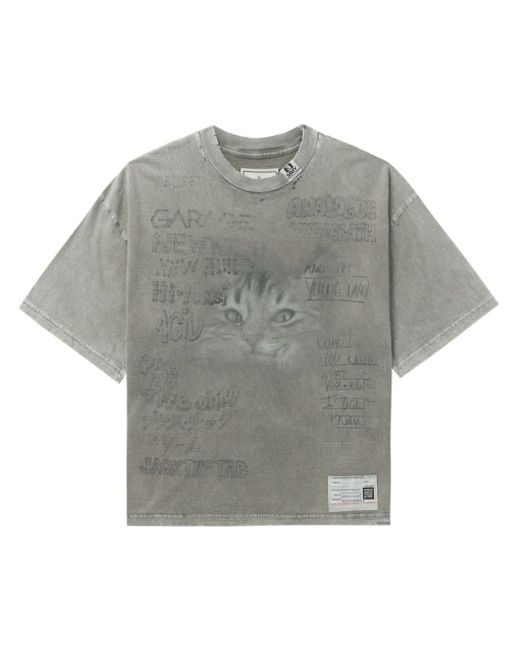 Maison Mihara Yasuhiro Gray Graphic-print Cotton T-shirt