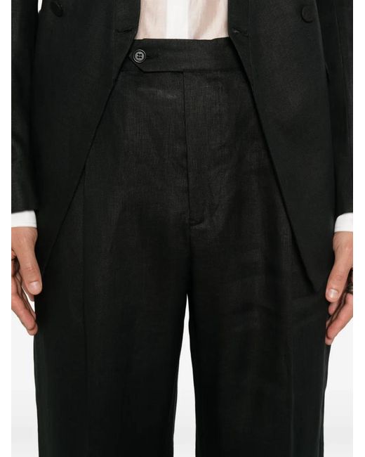 MARSĒM Black Pleated-Front Tailored Trousers for men