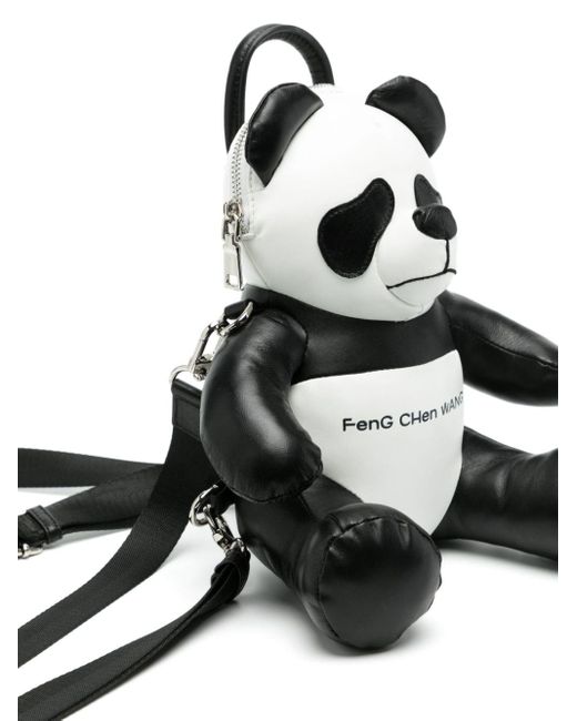 Feng Chen Wang Black Panda Sheepskin Backpack for men