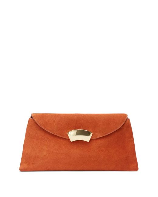 3.1 Phillip Lim Suède Clutch Met Gewelfde Omslag in het Orange