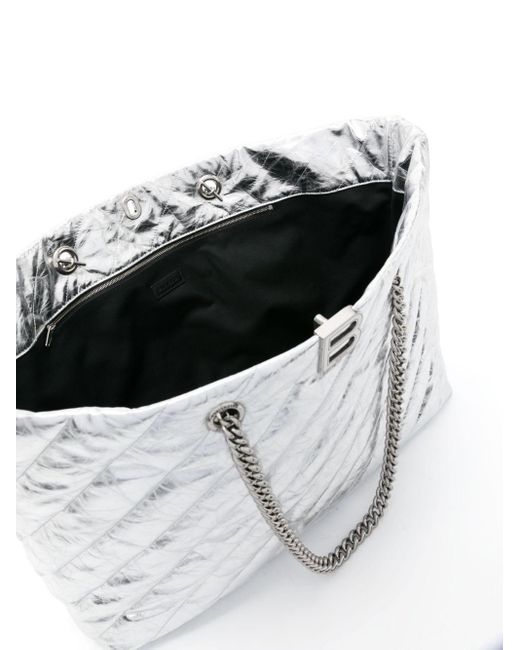 Balenciaga Gray Large Crush Metallic Tote Bag