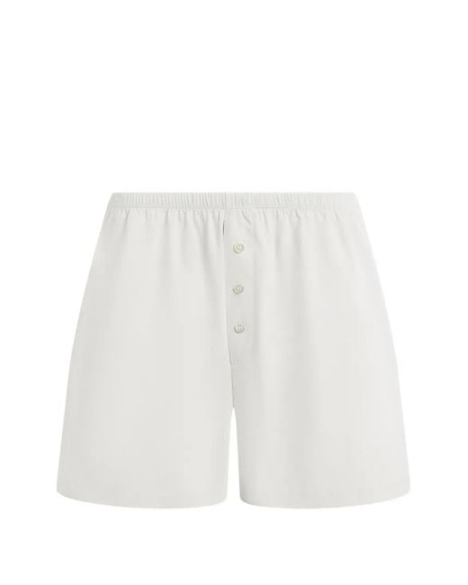 12 STOREEZ White Mica Mercerised Cotton Shorts
