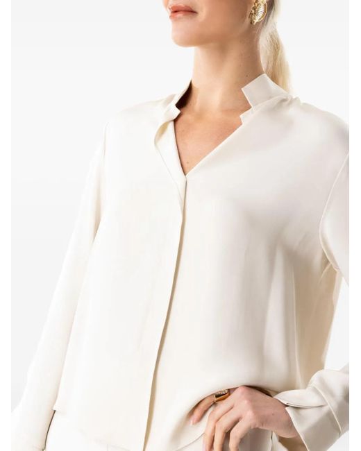 Peter Cohen White Cuffed-Sleeves Buttoned Blouse