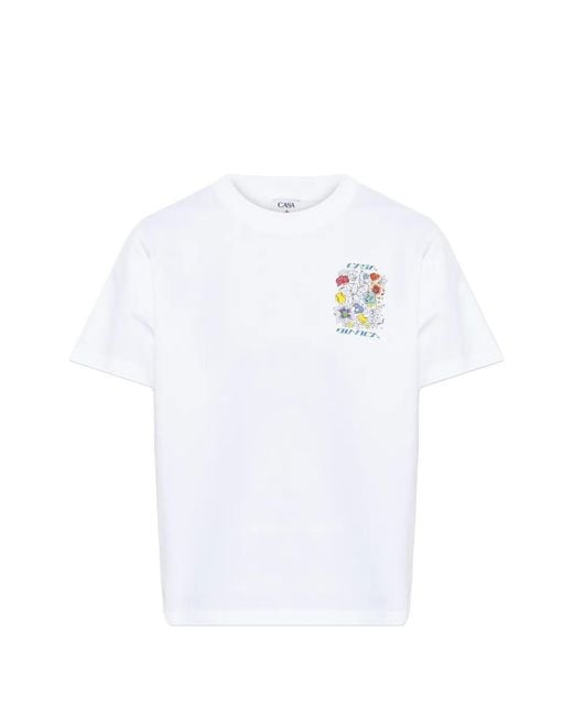 Casablanca White Short-Sleeved T-Shirt With Graffiti Print