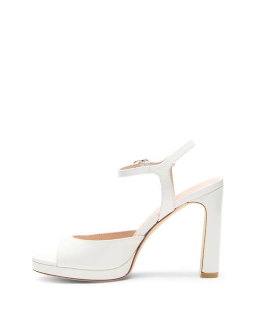 Stuart Weitzman White Babette Ankle-Strap Sandals