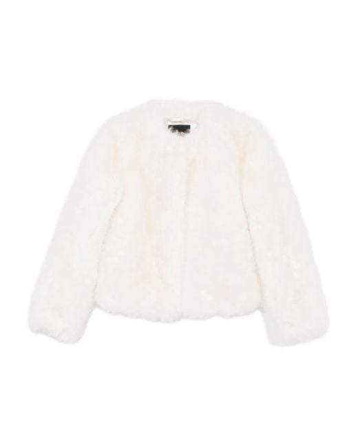 Maje White Cropped-Jacke aus Faux Fur