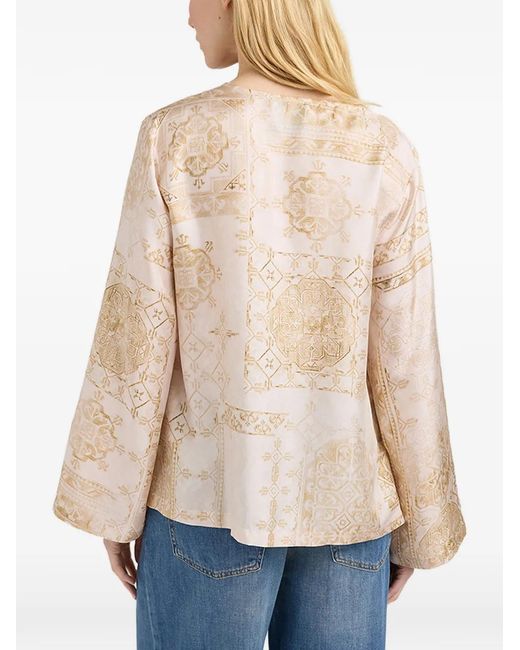 Momoní Natural Blouse Imprimée En Soie Mélangée