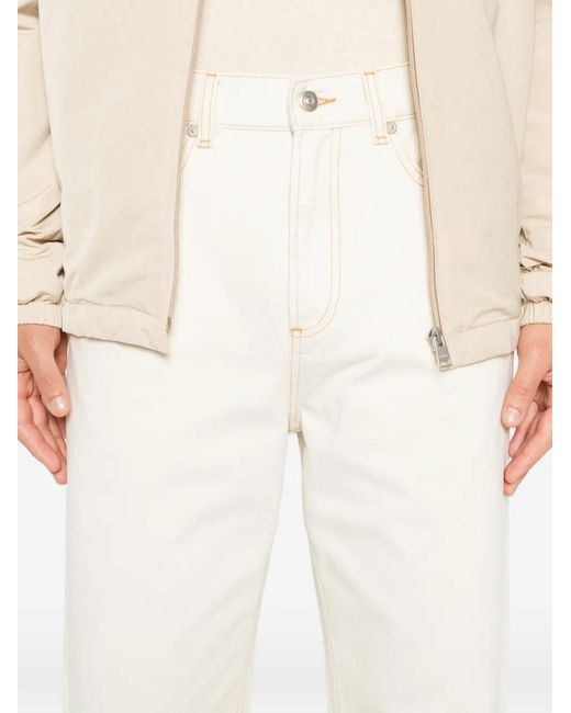 Sandro White Contrast-Stitch Jeans for men