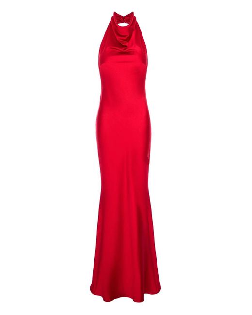 ROSERRY Capri Halterneck Maxi Dress in Red | Lyst