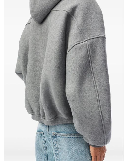 Alexander Wang Gray Puff Logo Zip-Up Hoodie for men