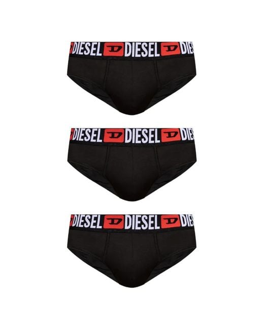 DIESEL Black Three-Pack Of Solid-Colour Briefs for men