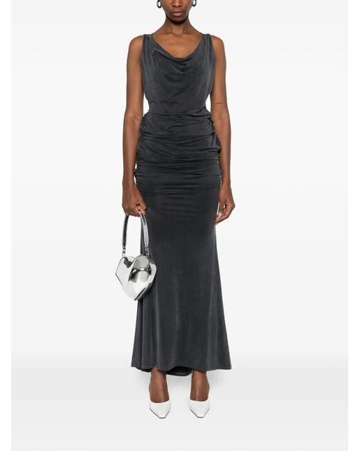 Vivienne Westwood Black Liz Cowl-Neck Gathered Maxi Dress