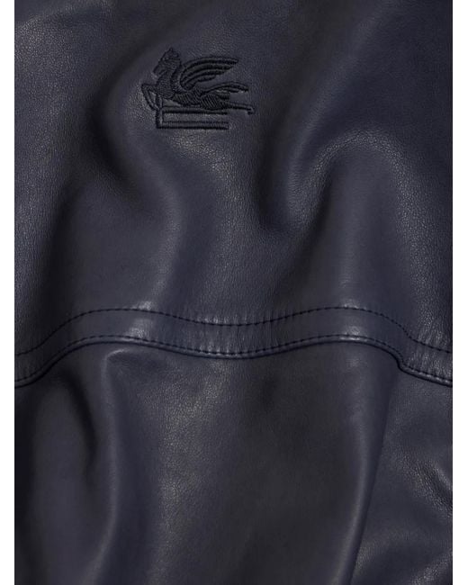 Etro Blue Leather Jackets for men