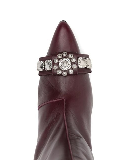 Toga Purple Toe-Embellished Leather Boots