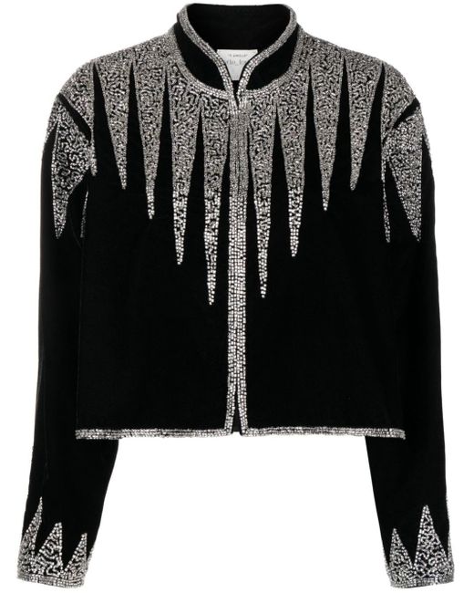 Forte Forte Black Crystal-embellished Velvet Jacket